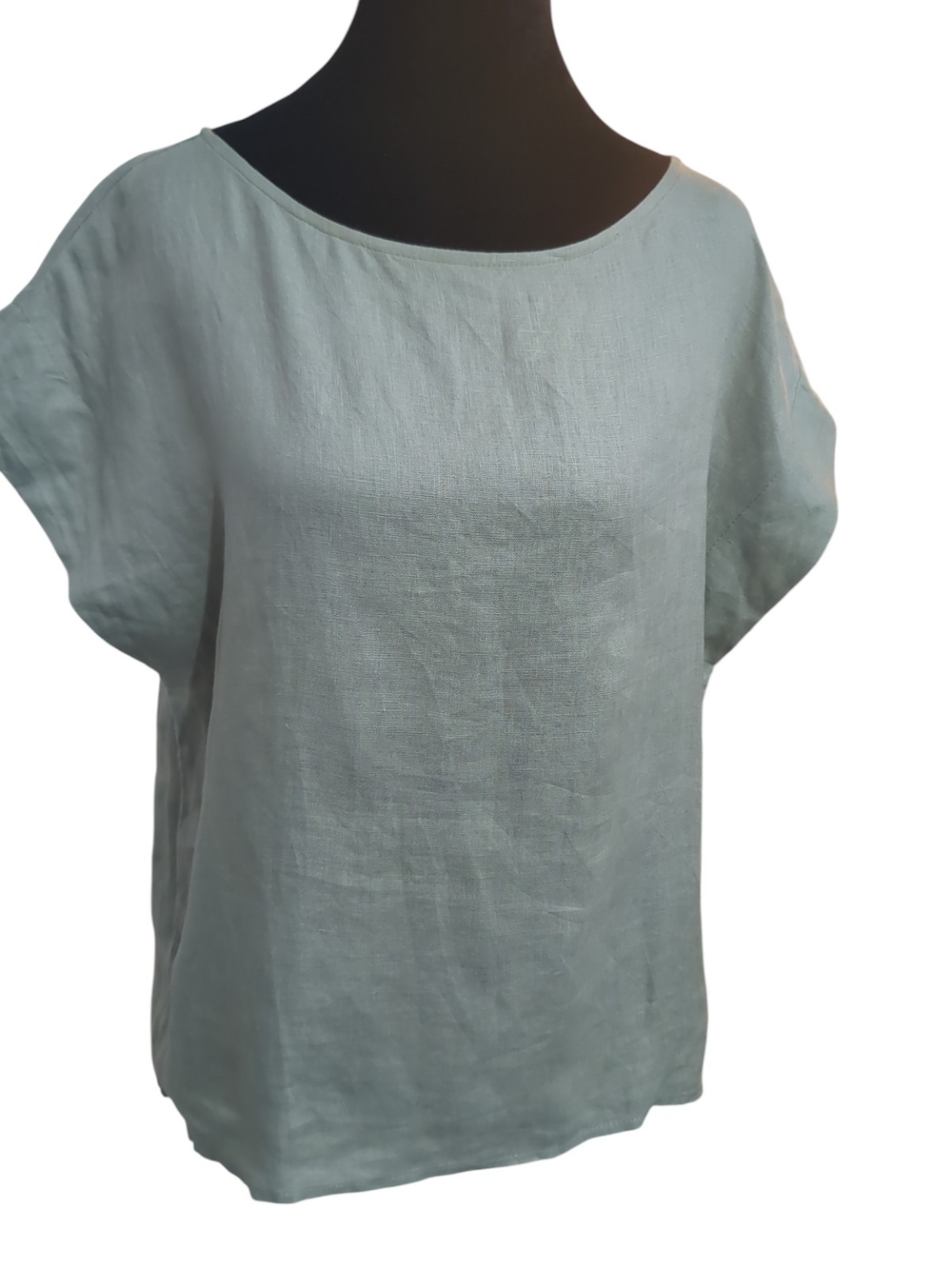 Neuflora 100% Linen Sage Green Blouse Small Minimalist Coastal Lagenlook Capsule